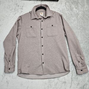 C&C California Men's Large Heathered Taupe Button-Up Shirt Jacket Shacket Fleece